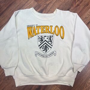 Vintage University of Waterloo 80’s White Collegiate Crewneck Pullover Sweater